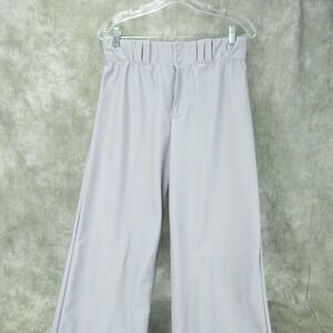 EUC Adidas Solid Gray Baseball Pants Green Logo Size 34x34 S-8699